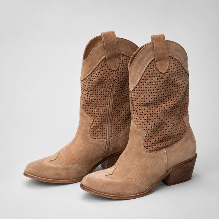 Women’s Cowboy Ankle Boots Comfortable Leather Casual Wear