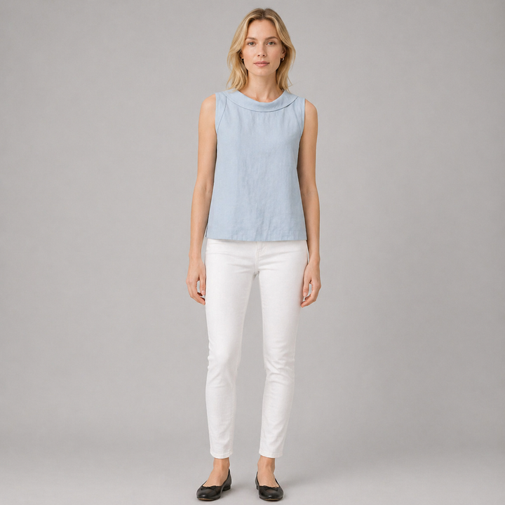 Women’s Elegant Sleeveless Blouse Minimalist Summer Outfit
