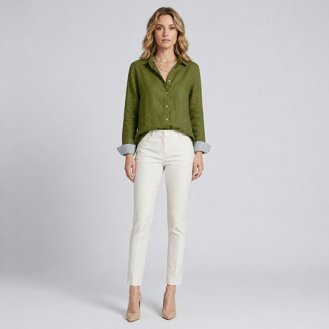 Women’s Linen Button-Down Blouse – Relaxed Elegance