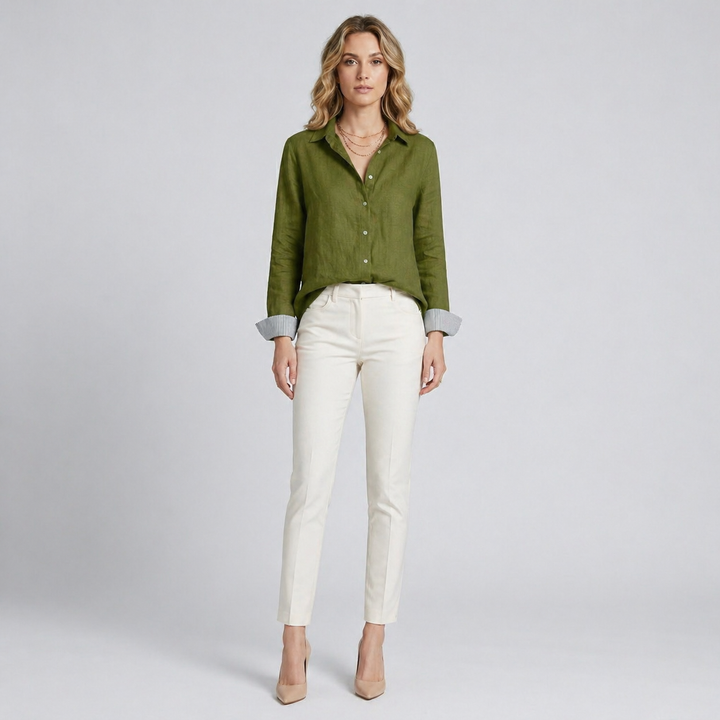 Women’s Linen Button-Down Blouse – Relaxed Elegance