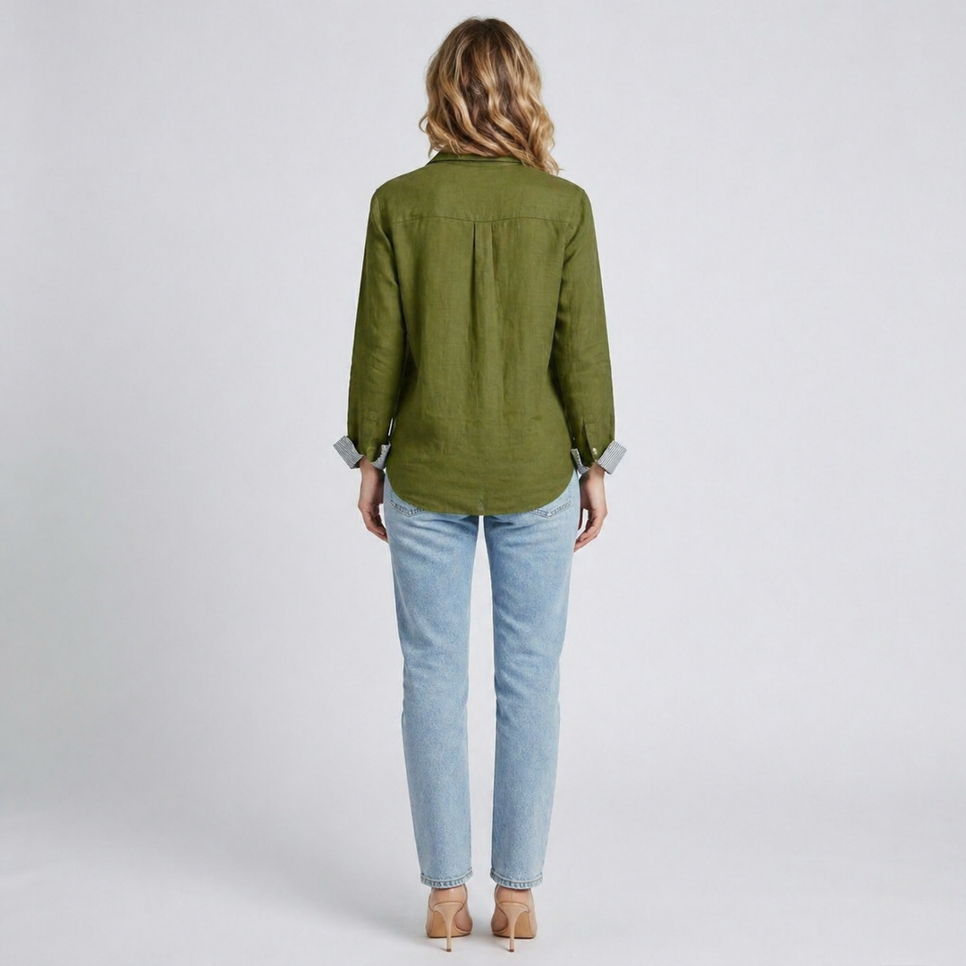 Women’s Linen Button-Down Blouse – Relaxed Elegance
