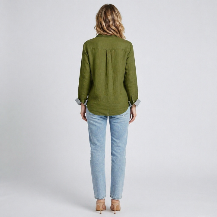 Women’s Linen Button-Down Blouse – Relaxed Elegance