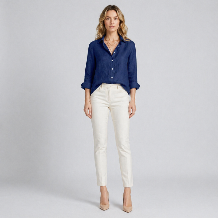 Women’s Linen Button-Down Blouse – Relaxed Elegance