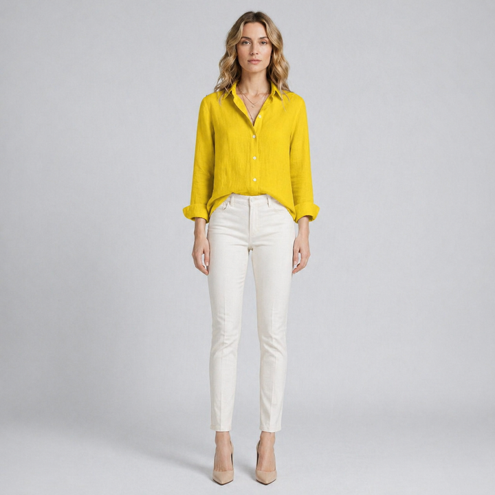 Women’s Linen Button-Down Blouse – Relaxed Elegance