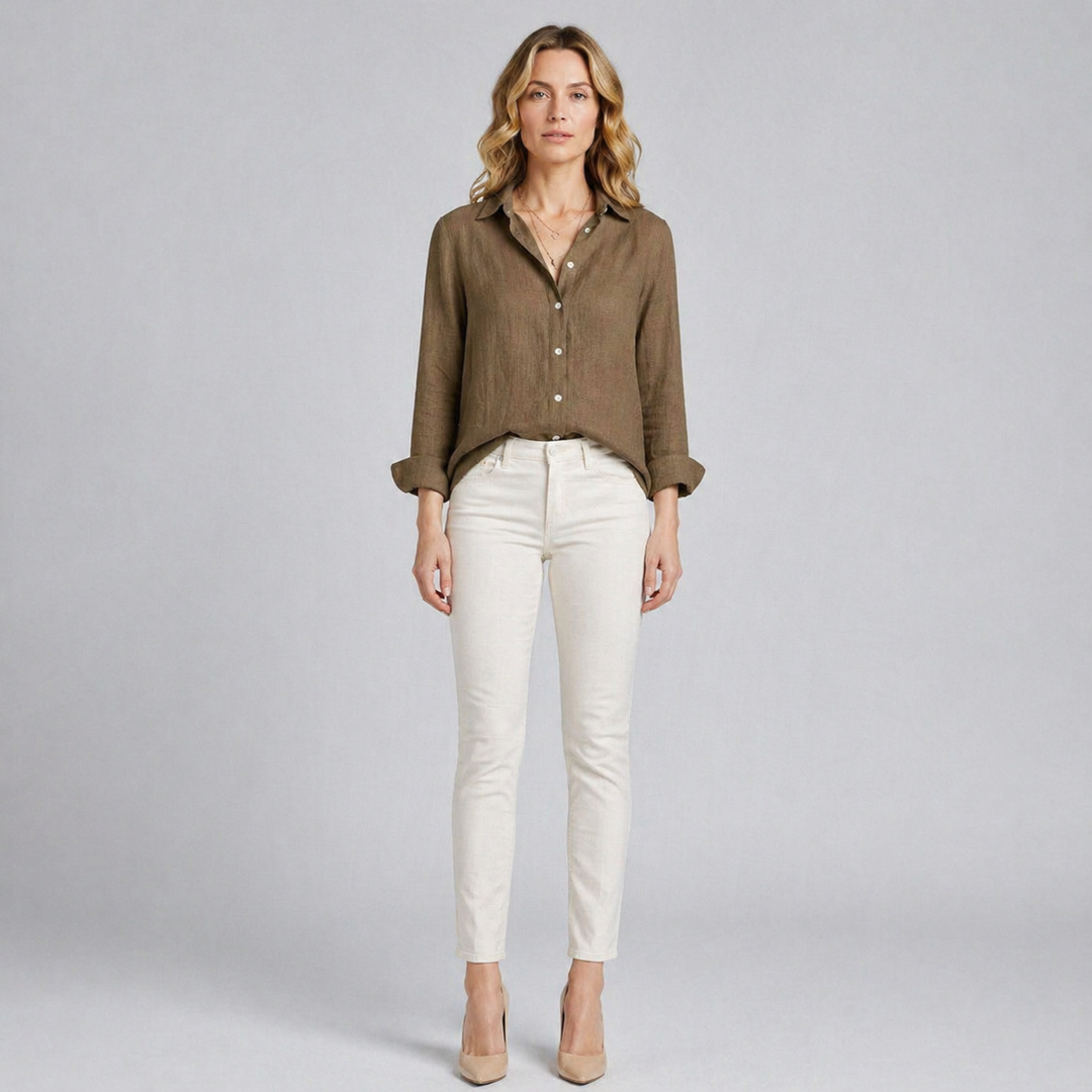 Women’s Linen Button-Down Blouse – Relaxed Elegance