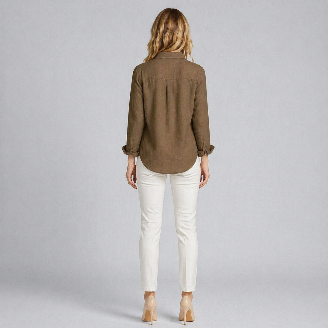 Women’s Linen Button-Down Blouse – Relaxed Elegance