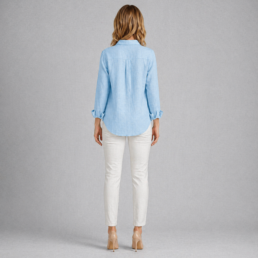 Women’s Linen Button-Down Blouse – Relaxed Elegance