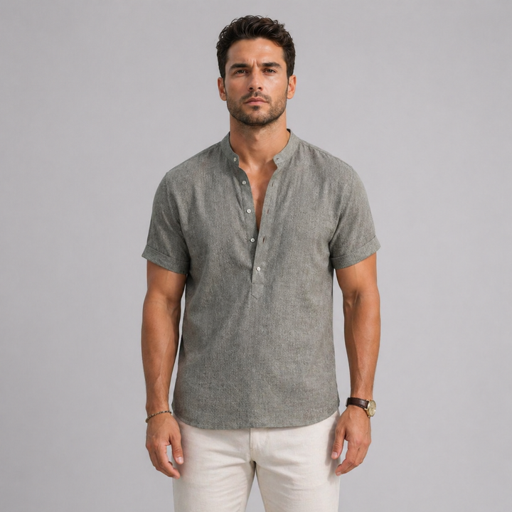 Men’s Linen Summer Shirt Short Sleeve Lightweight Casual Fit