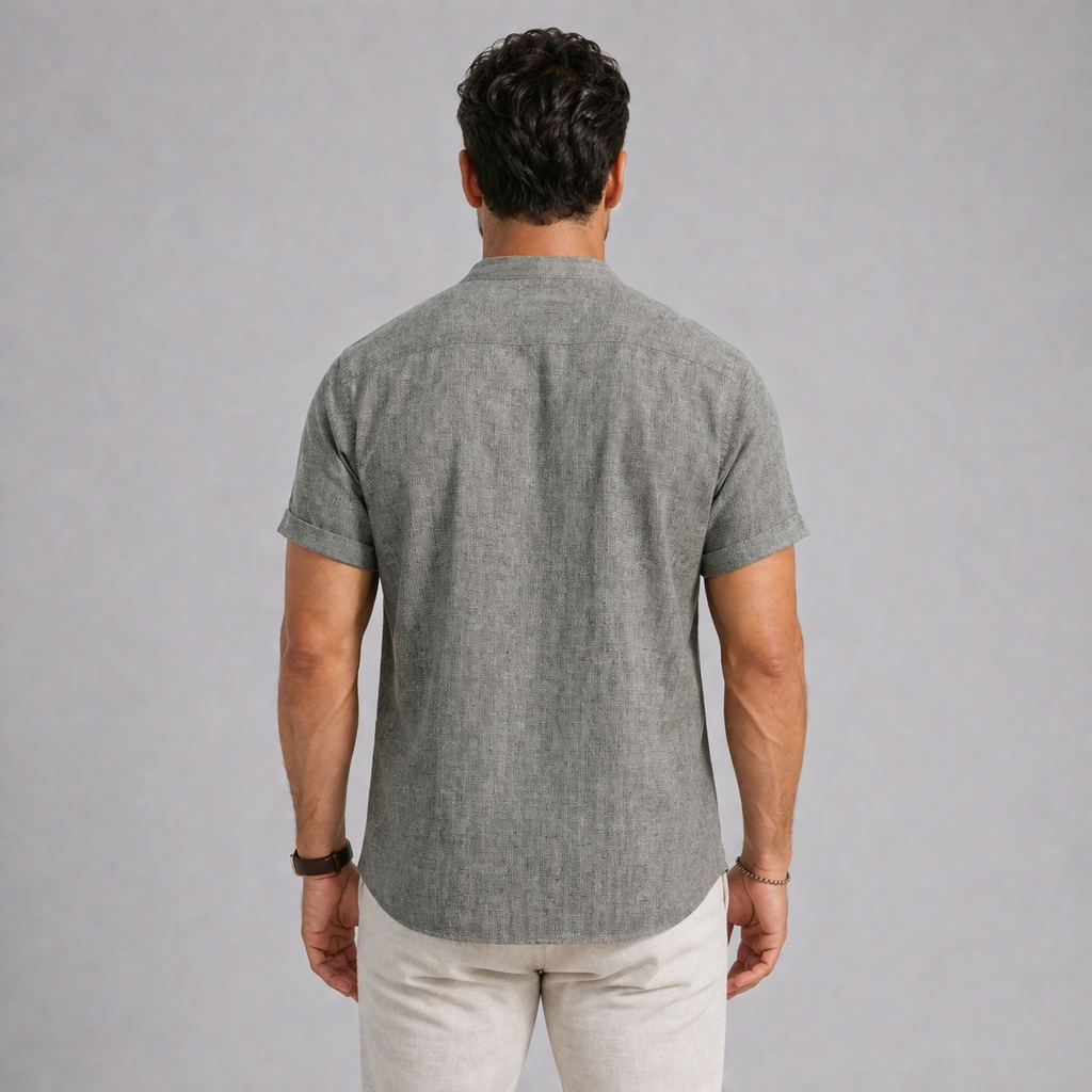 Men’s Linen Summer Shirt Short Sleeve Lightweight Casual Fit