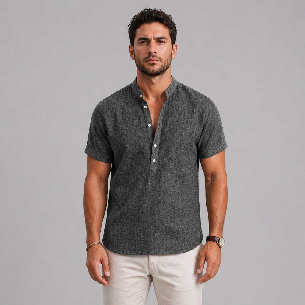 Men’s Linen Summer Shirt Short Sleeve Lightweight Casual Fit