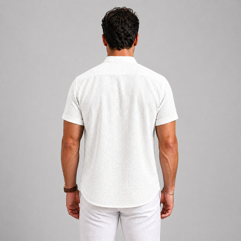 Men’s Linen Summer Shirt Short Sleeve Lightweight Casual Fit