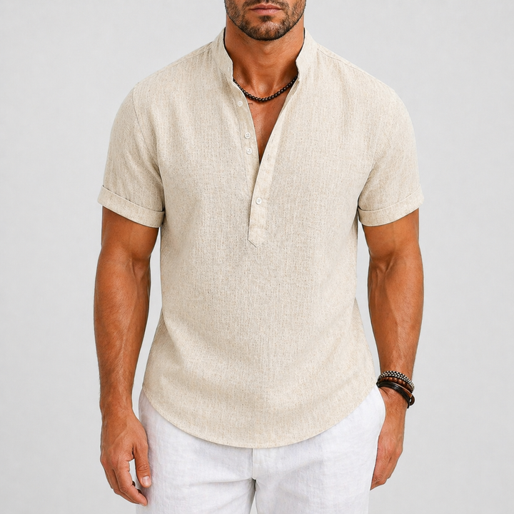 Men’s Linen Summer Shirt Short Sleeve Lightweight Casual Fit