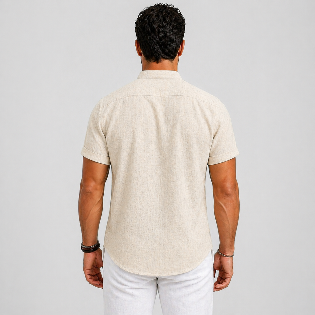 Men’s Linen Summer Shirt Short Sleeve Lightweight Casual Fit