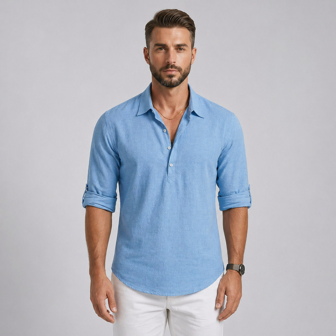 Men’s Linen Polo Shirt for Summer Breathable Lightweight Fit