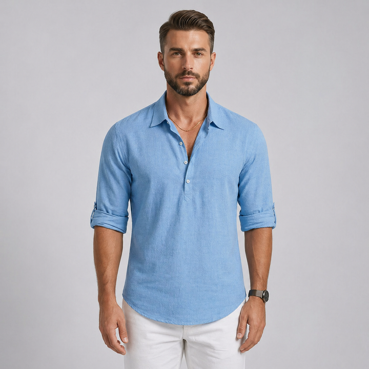 Men’s Linen Polo Shirt for Summer Breathable Lightweight Fit
