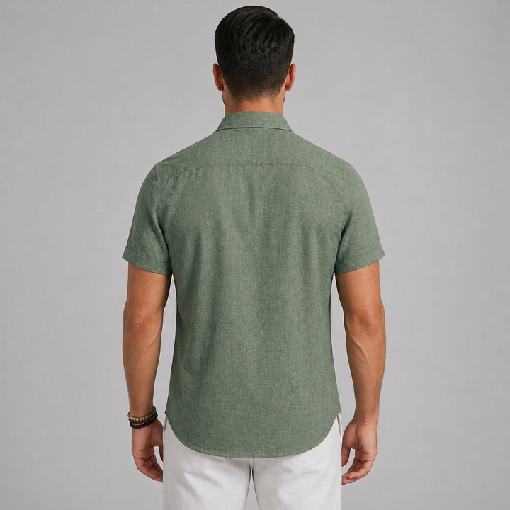 Men’s Lightweight Linen Shirt Short Sleeve Summer Casual Wear