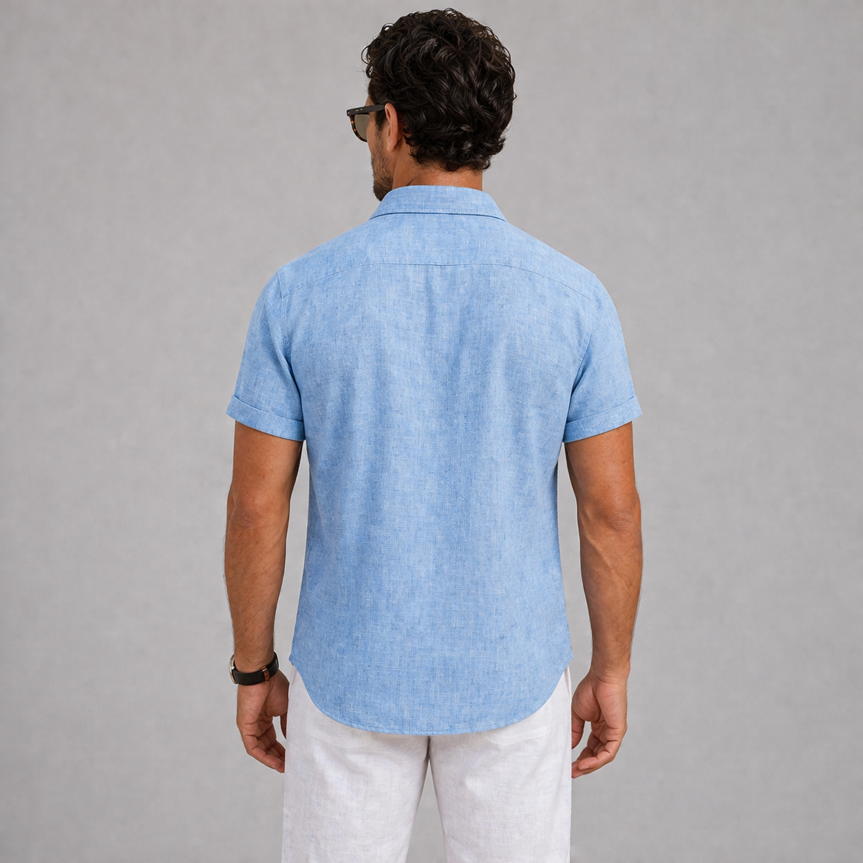 Men’s Lightweight Linen Shirt Short Sleeve Summer Casual Wear