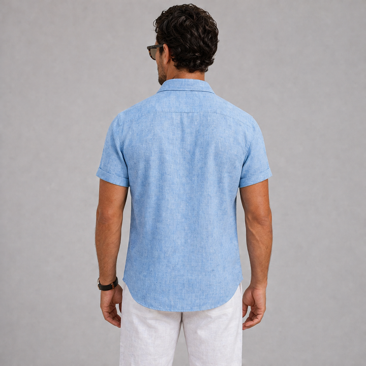Men’s Lightweight Linen Shirt Short Sleeve Summer Casual Wear
