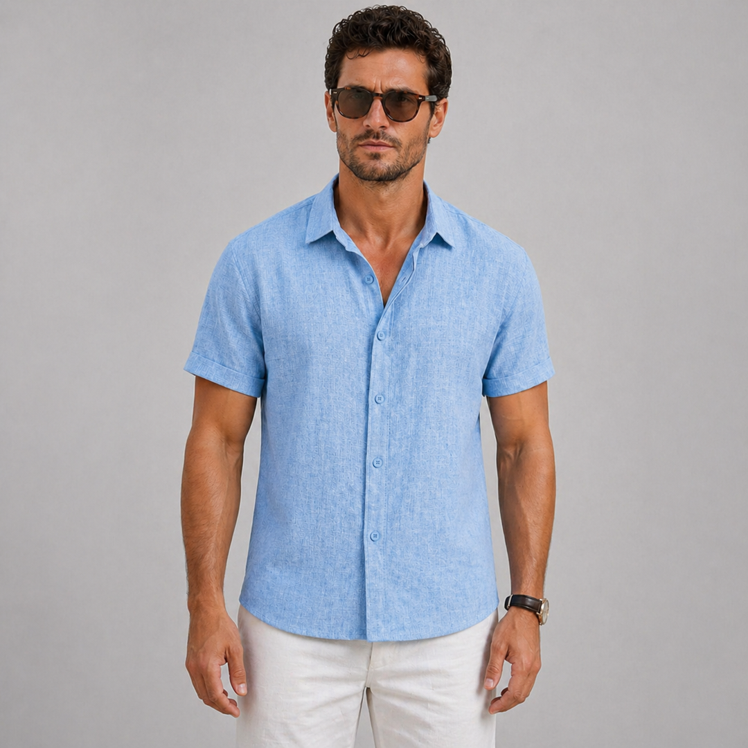 Men’s Lightweight Linen Shirt Short Sleeve Summer Casual Wear