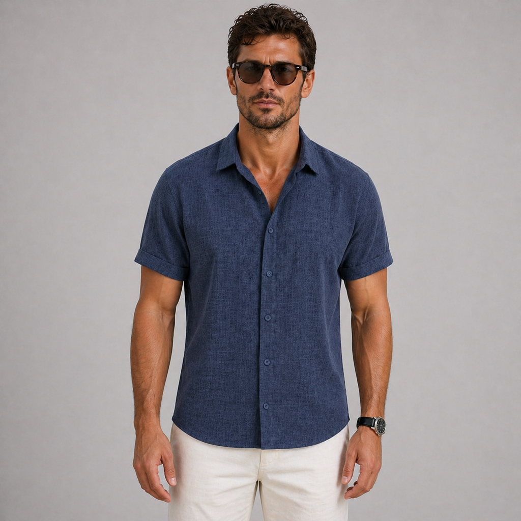 Men’s Lightweight Linen Shirt Short Sleeve Summer Casual Wear
