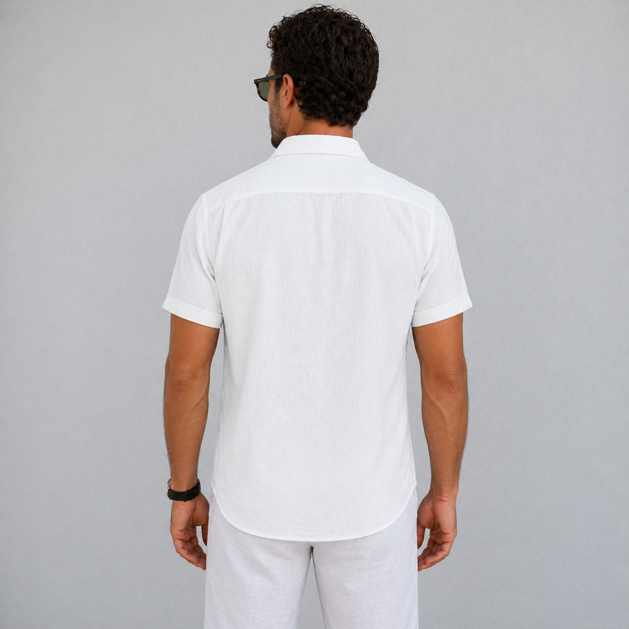 Men’s Lightweight Linen Shirt Short Sleeve Summer Casual Wear