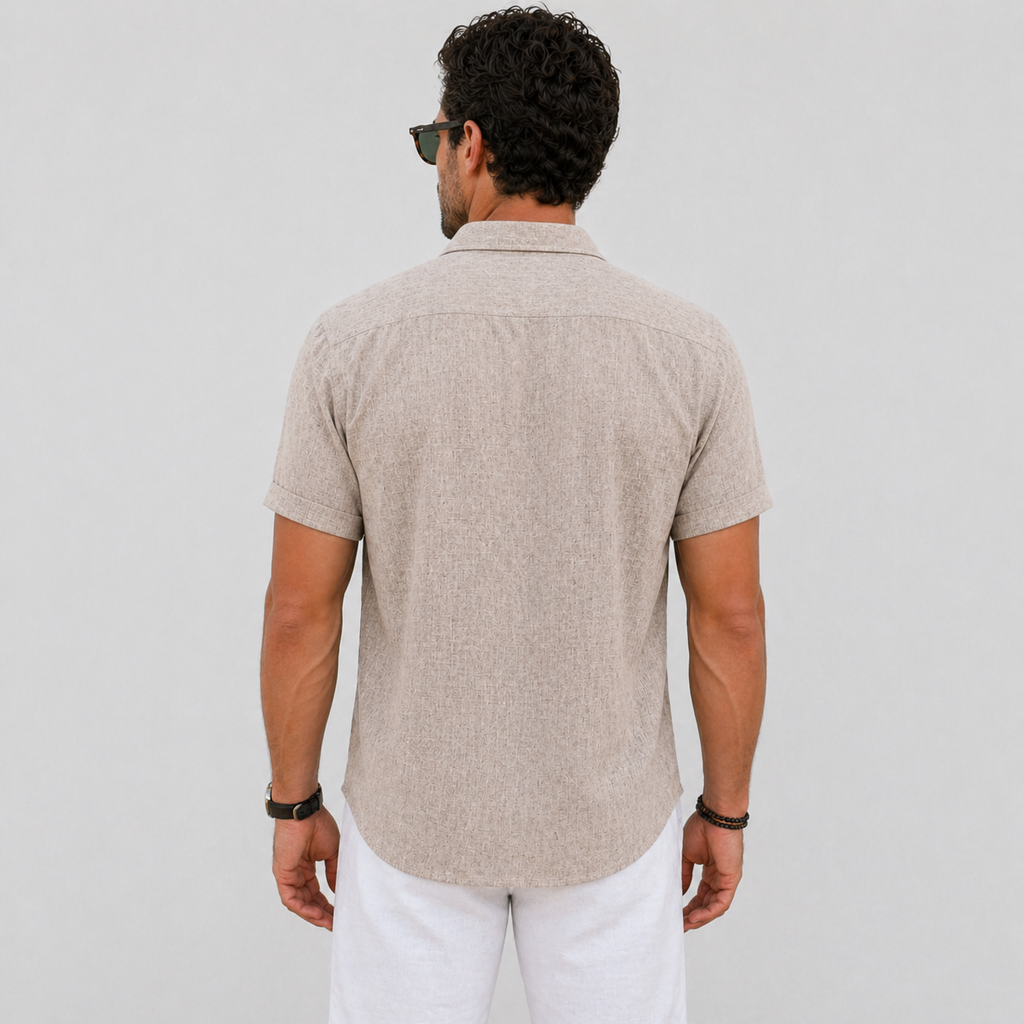 Men’s Lightweight Linen Shirt Short Sleeve Summer Casual Wear