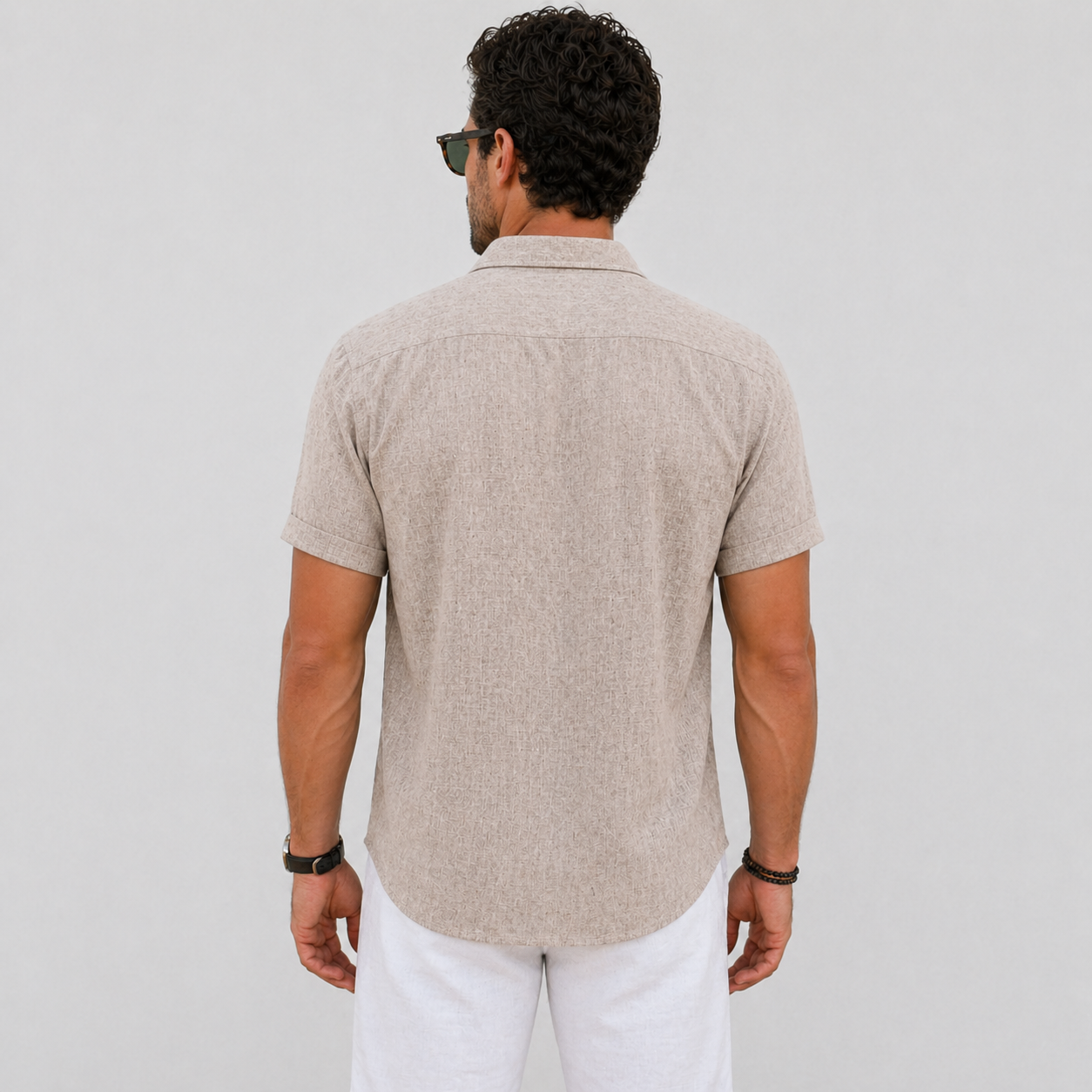 Men’s Lightweight Linen Shirt Short Sleeve Summer Casual Wear