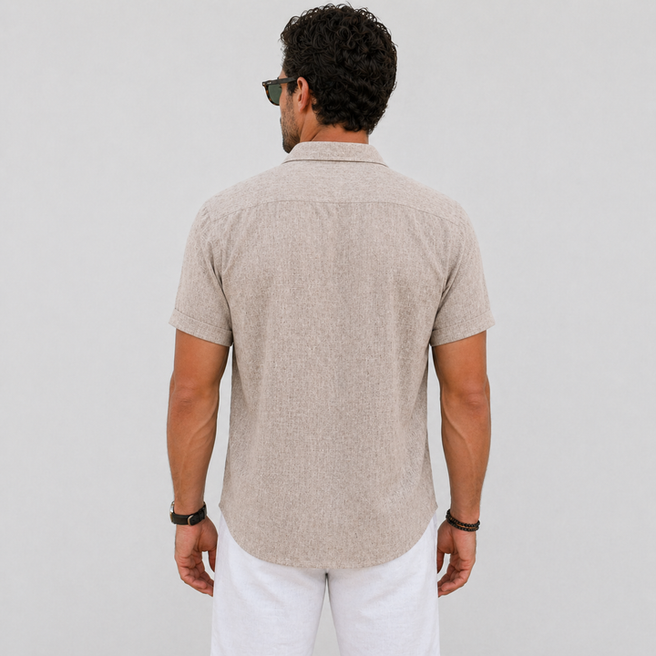 Men’s Lightweight Linen Shirt Short Sleeve Summer Casual Wear