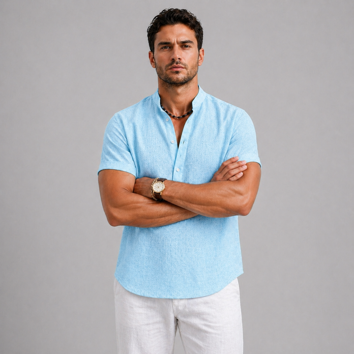 Men’s Linen Summer Shirt Short Sleeve Lightweight Casual Fit