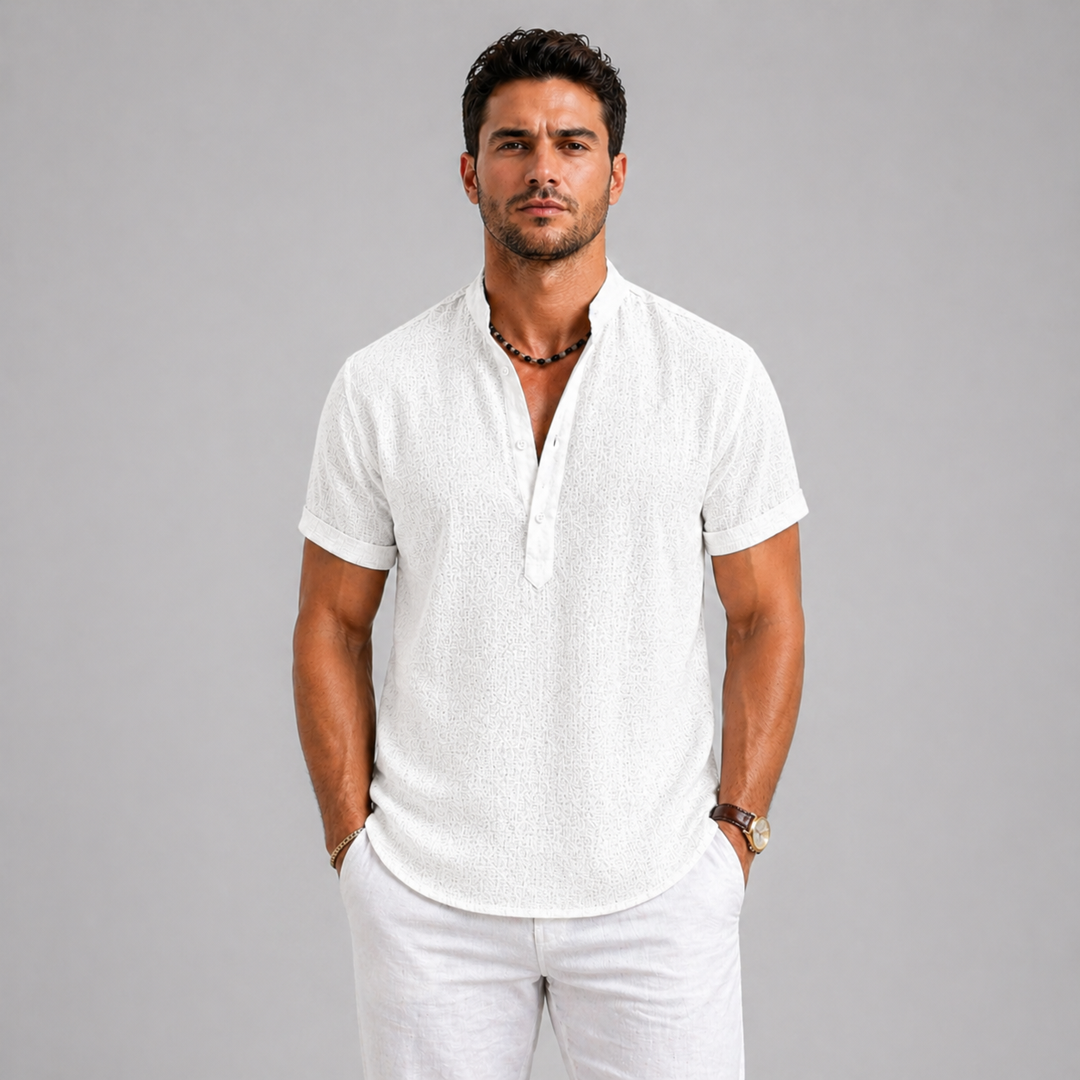 Men’s Linen Summer Shirt Short Sleeve Lightweight Casual Fit