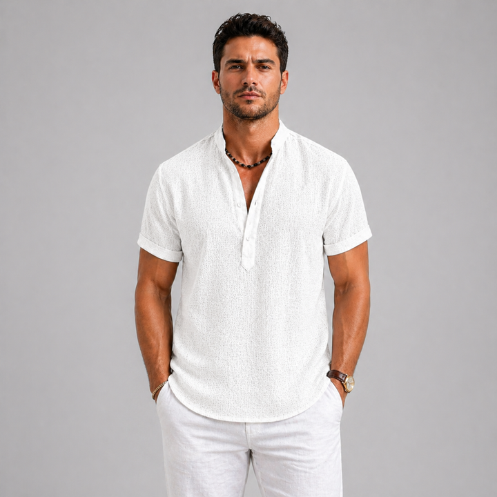 Men’s Linen Summer Shirt Short Sleeve Lightweight Casual Fit
