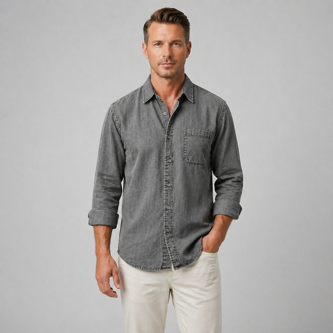 Men’s Durable Denim Shirt Long Sleeve Everyday Casual Wear