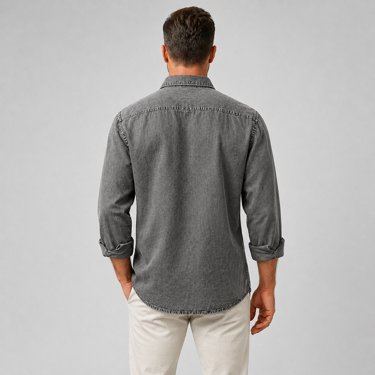 Men’s Durable Denim Shirt Long Sleeve Everyday Casual Wear