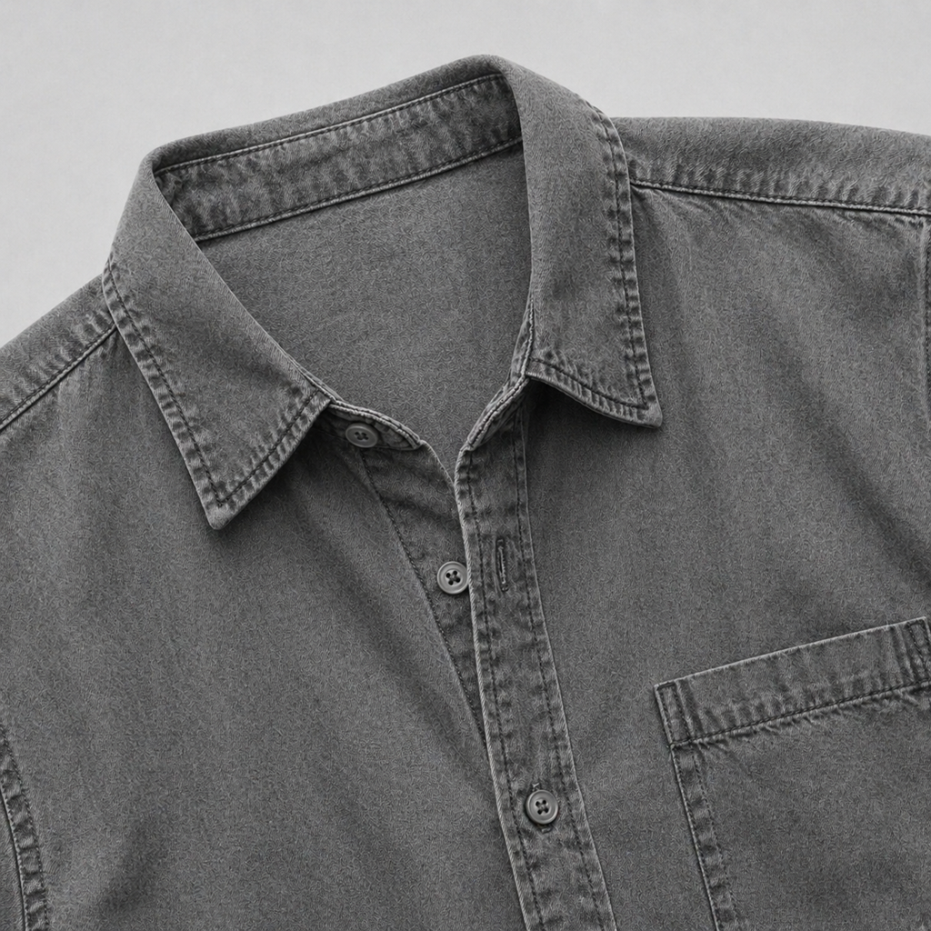 Men’s Durable Denim Shirt Long Sleeve Everyday Casual Wear