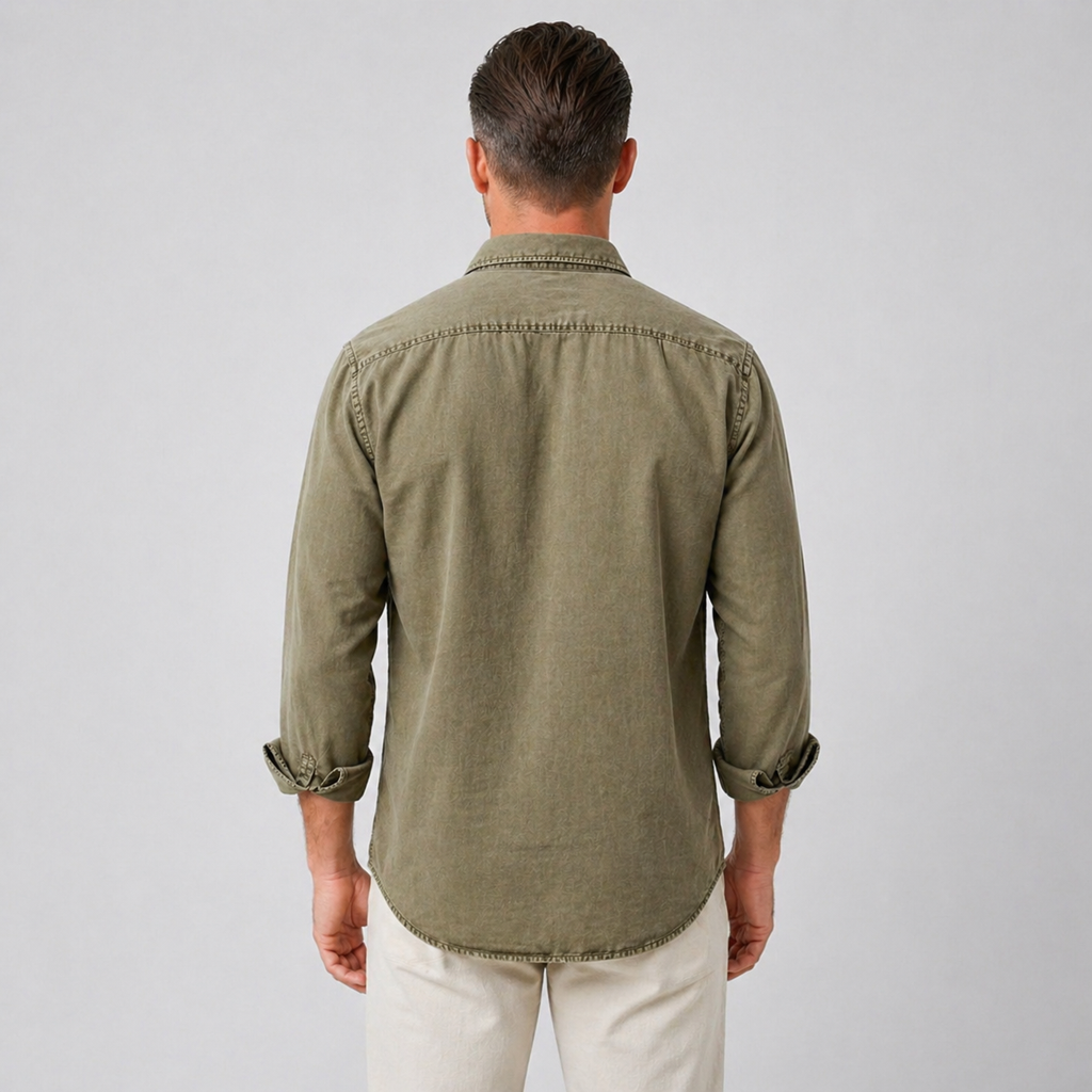 Men’s Durable Denim Shirt Long Sleeve Everyday Casual Wear