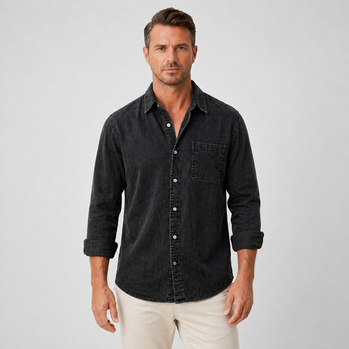 Men’s Durable Denim Shirt Long Sleeve Everyday Casual Wear
