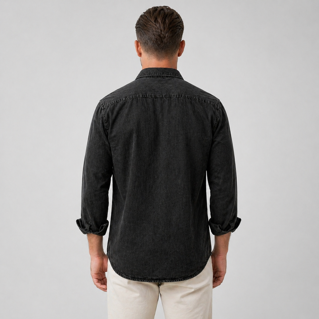 Men’s Durable Denim Shirt Long Sleeve Everyday Casual Wear