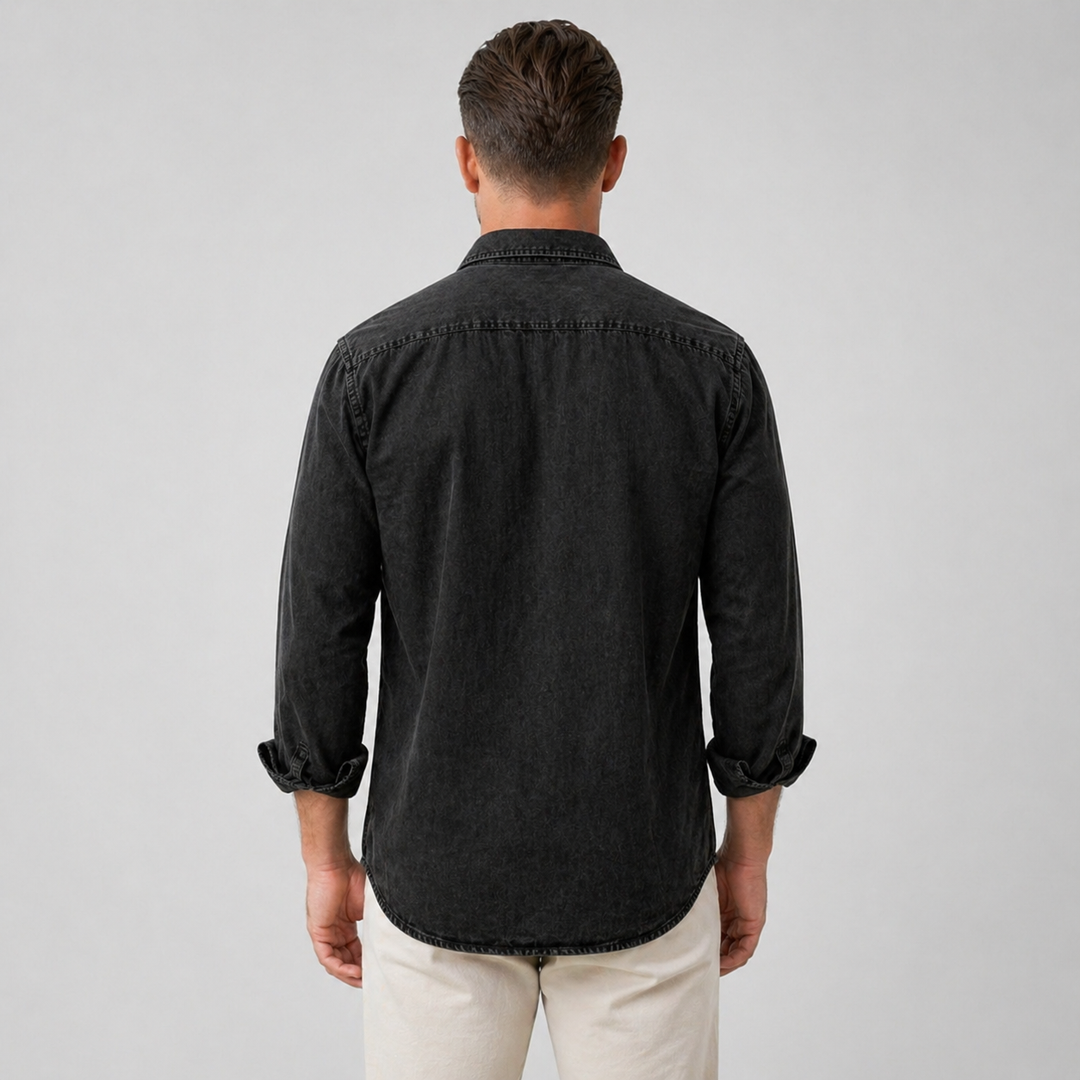 Men’s Durable Denim Shirt Long Sleeve Everyday Casual Wear