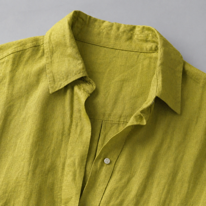 Women’s Relaxed Linen-Feel Shirt with Half Placket