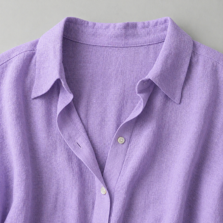 Women’s Relaxed Linen-Feel Shirt with Half Placket