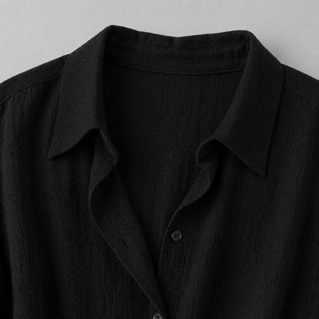 Women’s Relaxed Linen-Feel Shirt with Half Placket