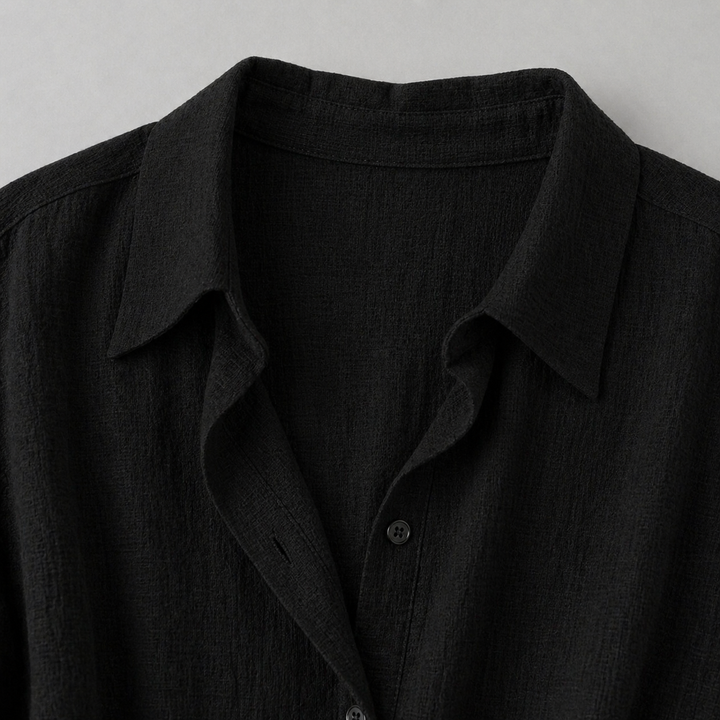 Women’s Relaxed Linen-Feel Shirt with Half Placket