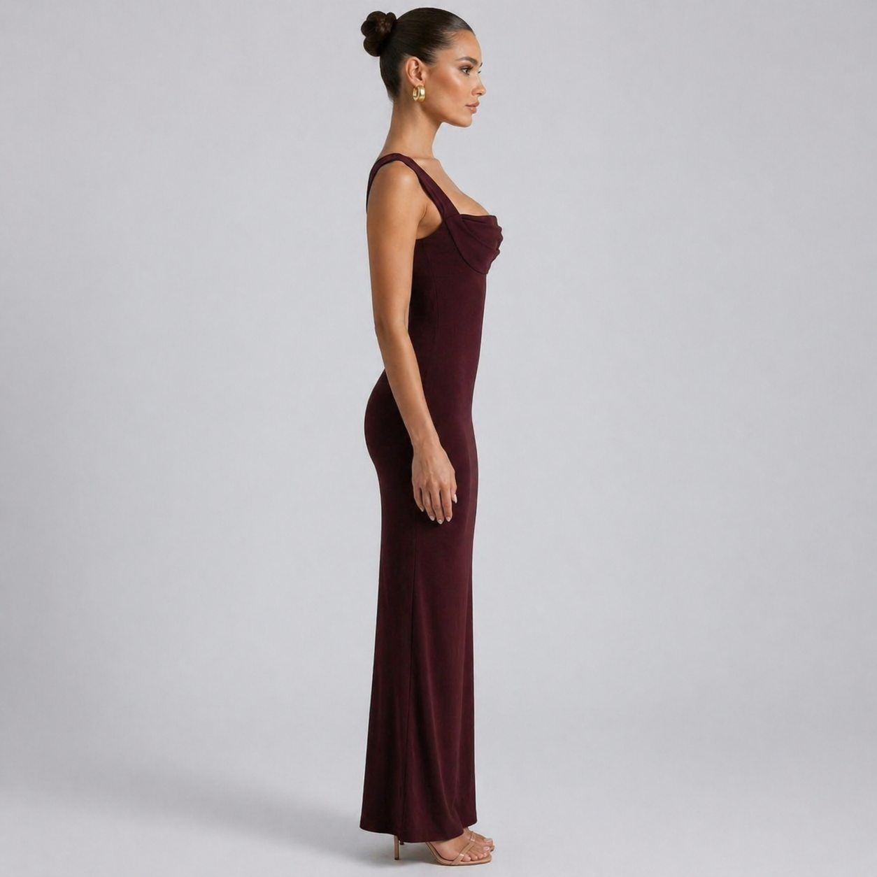 Women's Cherry Red Maxi Dress Elegant Formal Evening Gown