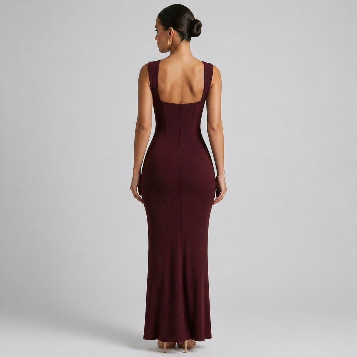 Women's Cherry Red Maxi Dress Elegant Formal Evening Gown
