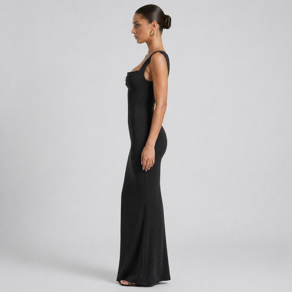 Women's Cherry Red Maxi Dress Elegant Formal Evening Gown
