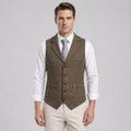 Men’s All-Season Herringbone Vest Lapel Chain Detail Regular Fit