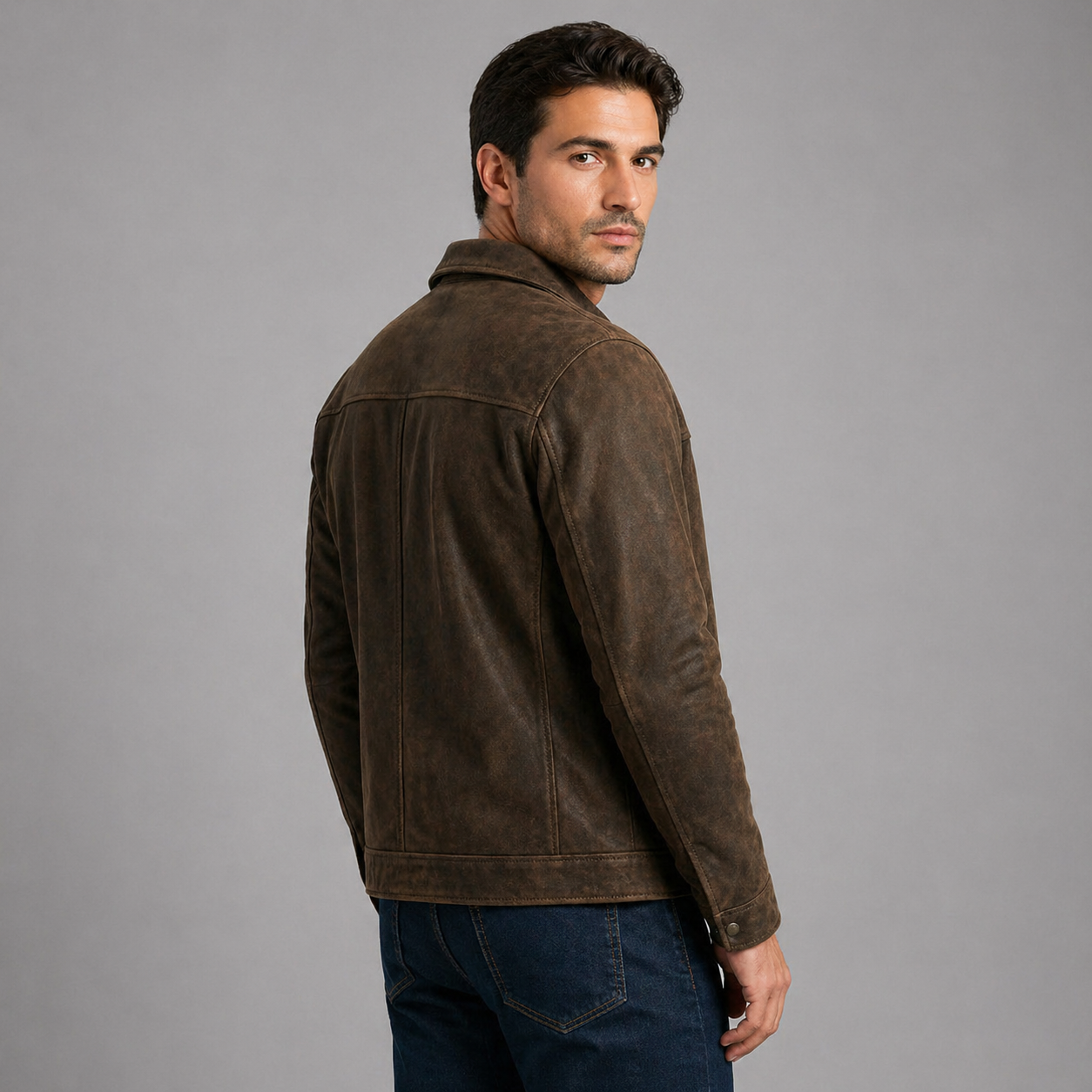 Men’s Premium Leather Jacket Zip Front Classic Casual Wear