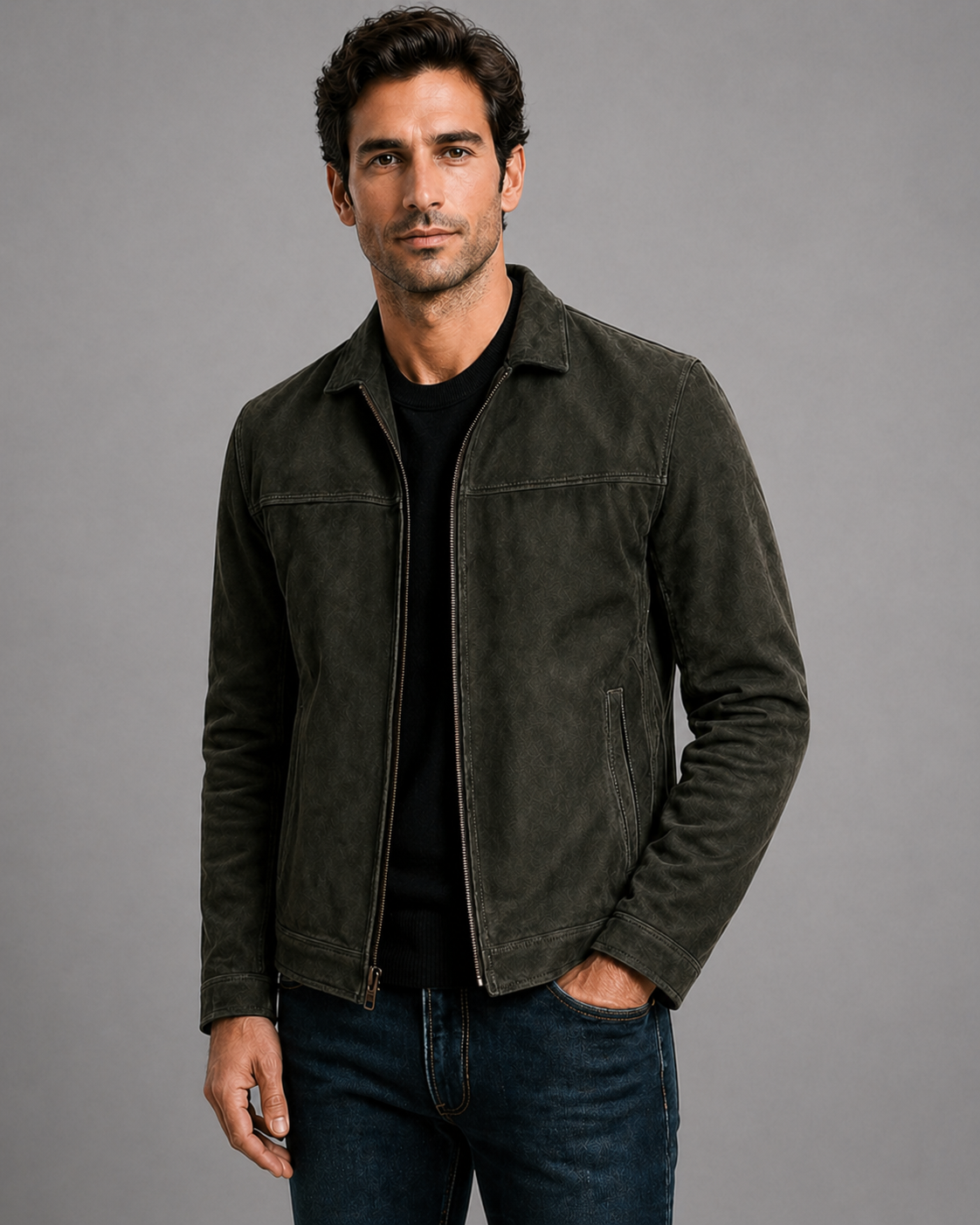 Men’s Premium Leather Jacket Zip Front Classic Casual Wear