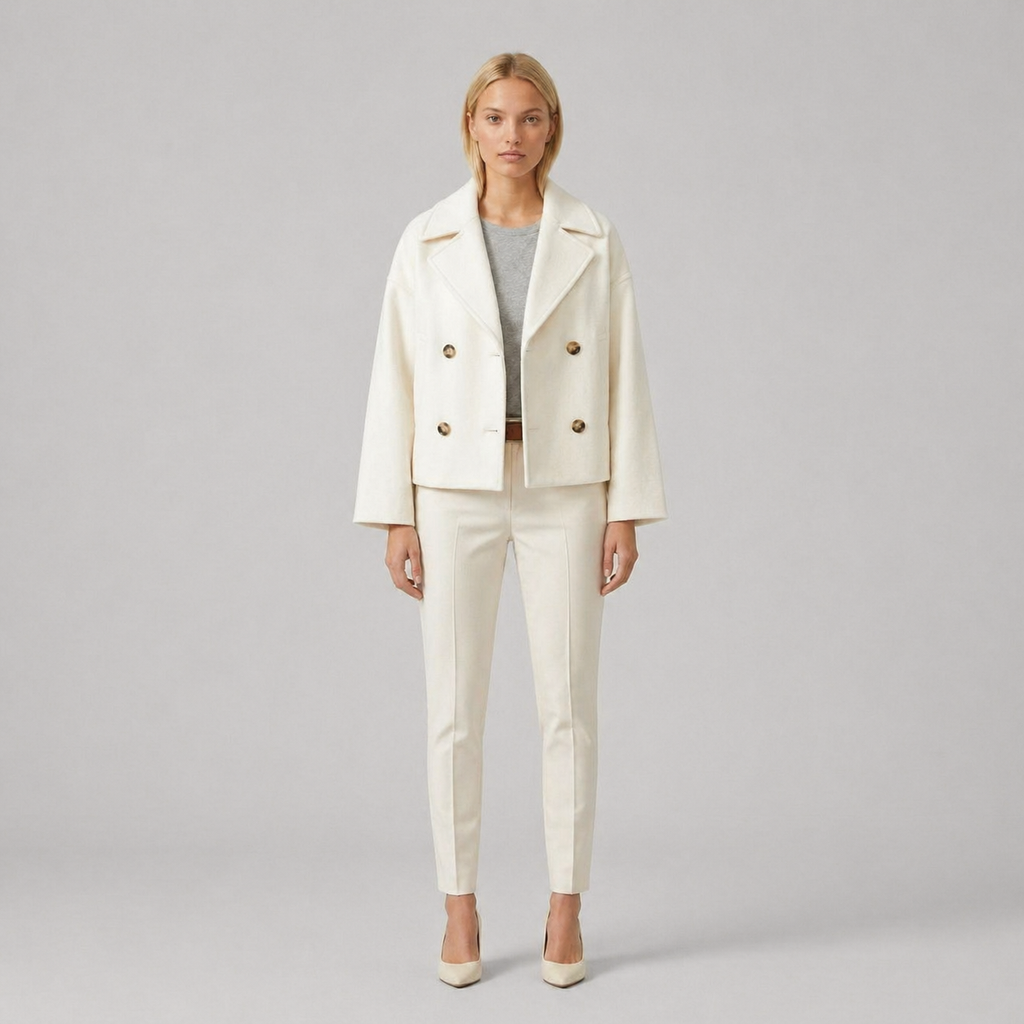 Women’s Tailored Cropped Blazer Wide Lapel Style