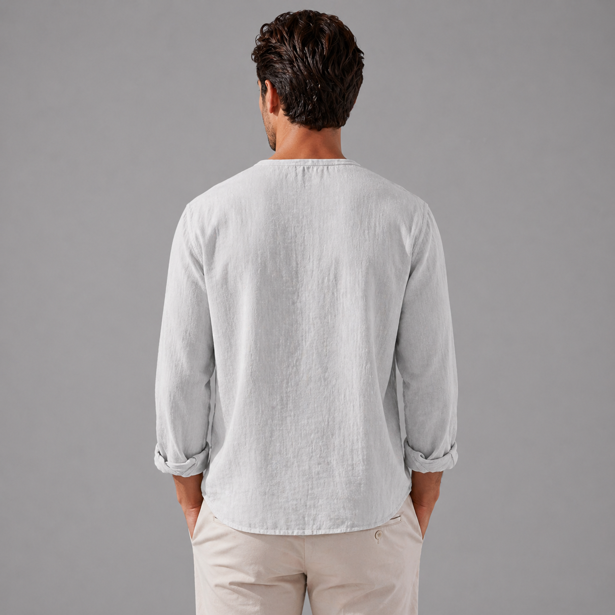 Men’s Linen V‑Neck Shirt – Riviera Heritage